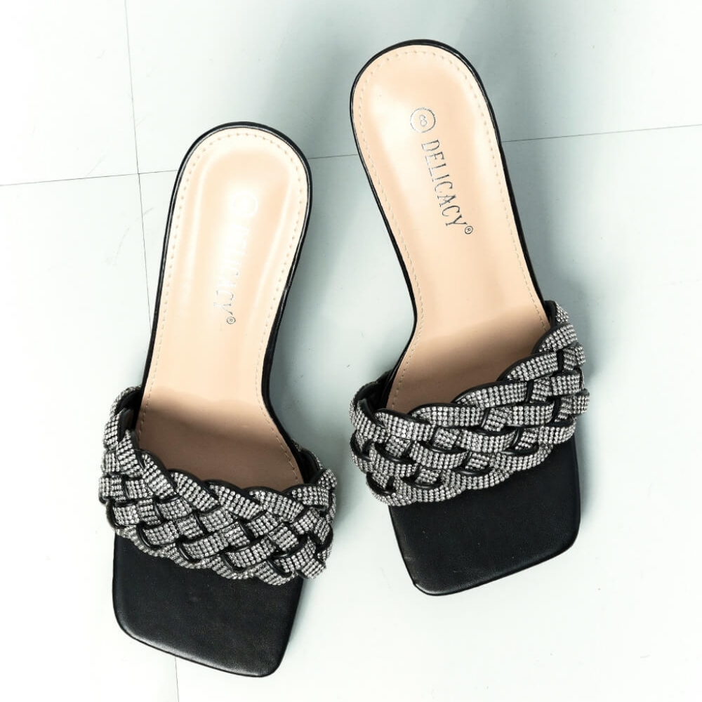New Rhinestone Heel Slide in Black - Picture 4 of 5